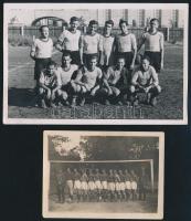 cca 1910-1940 Vegyes fotó tétel azonosítatlan labdarúgó csapatokról, 2 db, az egyiken katonatisztekkel, 9x13 cm és 6x9 cm