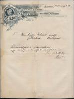 1920 Bp., Grund V. utódai Nyomdai Műintézet díszes fejléces levélpapírjára írt levél