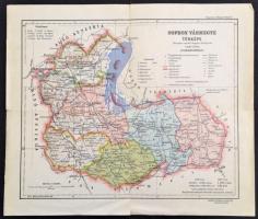 cca 1922 Sopron vármegye térképe, kiadja: Magyar Földrajzi Intézet Rt., szakadással, 27×32 cm