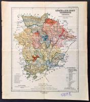 cca 1922 Gömör és Kis-Hont vármegye térképe, kiadja: Magyar Földrajzi Intézet Rt., szakadással, 35×31 cm