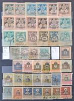 762 db magyar illetékbélyeg a korona-fillér időszakból, vízjel szerint beazonosítva A4-es berakóban