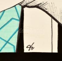 Olvashatatlan jelzéssel: Cigarettafüst. Vegyes technika, papír, felcsavarva, 50×40 cm