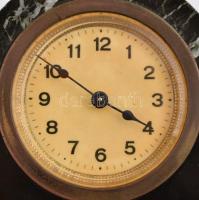 Márvány berakásos asztali óra, működik, m:12,5 cm