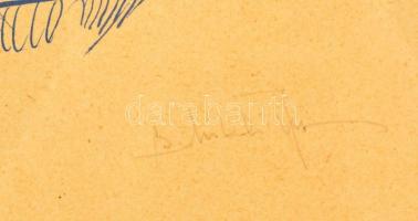 B.Mikli Ferenc (1922-2013): Halász. Szitanyoma, papír, jelzett, üvegezett keretben, 35×47 cm