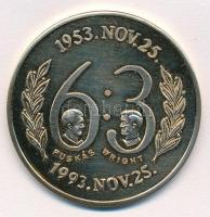 1993. Magyarország-Anglia 6:3 - 1953. Nov. 25. aranyozott fém emlékérem tokban (42,5mm) T:1- (eredetileg PP)