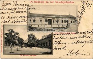 1904 Miskolc, Református leánynevelő intézet, az intézet külső képe és udvara. Kiadja Lövy József fia (EK)