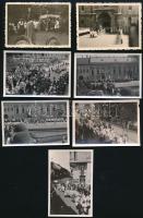 1938 Budapest, körmenet az Eucharisztikus Kongresszuson, melyen Pacelli bíboros is részt vett, 7 db fotó, 6×9 cm