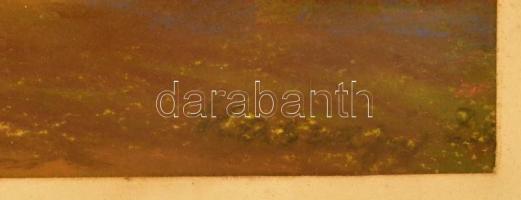 Olvashatatlan jelzéssel: Vízpart lovaskocsival. Pasztell, papír, üvegezett keretben, 17,5×29 cm