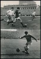 cca 1950-1960 Futballjelentek, Kinizsi-Ausztria, Honvéd-Rapid, Magyarország-Csehszlovákia, Kozák Lajos fotói, 3 db, 12×17 cm