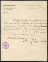 1904 A londoni orosz konzul által kiállított okirat a konzulátus pecsétes levélpapírján