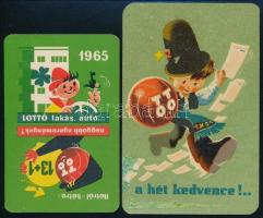 1957, 1965 TOTO-LOTTÓ zsebnaptárak, 2 db