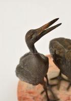 Jelzés nélkül: Réz daru pár, alabástrom talapzaton, m:21 cm