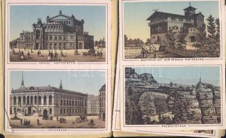 cca 1890 Drezda 24 db lithoképet tartalmazó füzet / Dresden booklet with 24 litho pictures (sérült /...