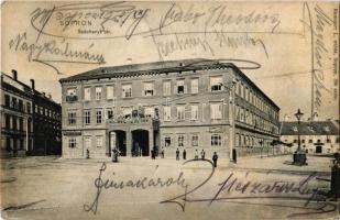 1909 Sopron, Széchenyi tér, Újhelyi ház, Fonciere Pesti Biztosító Intézet főügynöksége. Kiadja Kummert L. utóda 356. sz. (EK)