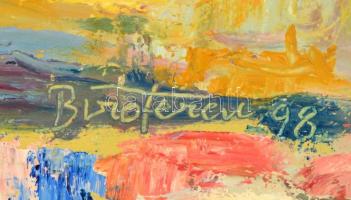 Biró Ferenc (1921-2001): Virágcsendélet. Olaj, farost, jelzett, keretben, 70×48 cm