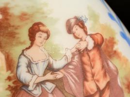 cca 1900 Részben kézzel festett petróleumlámpa, utólag bekötve, réz szerelékekkel, jó állapotban, m:...