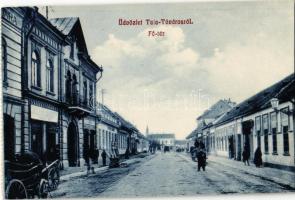 Tata, Tata-Tóváros; Fő tér, bútorraktár, Spitzer János üzlete - képeslapfüzetből / from postcard booklet