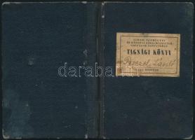 cca 1940 a Városi, vármegyei és községi alkalmazottak Országos Szövetsége tagsági könyve 39 db tagsági bélyeggel