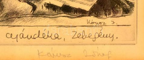 Kórusz József (1927-2010): Zebegényi Dunakanyar, rézkarc, papír, jelzett, számozott (VI/L), üvegezet...