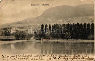 1905 Badacsony, látkép a kikötőről, villa. Kiadja Balázsovich Gyula fényképész (EK)