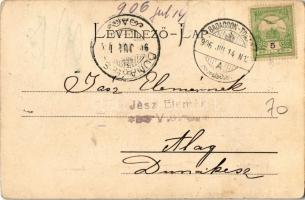 1906 Keszthely, Ámor rétség, szarvasmarhák, kutyák. Kiadja Mérei Ignác (EK)