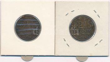 Hollandia 1916-1918. 2 1/2c Br (2x) T:2,2- patina 
Netherlands 1916-1918. 2 1/2 Cents (2x) Br C:XF,...