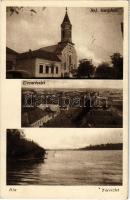 1933 Bia, Biatorbágy; Református templom, utcakép, tó (EK)