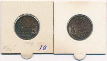 Hollandia 1929-1941. 2 1/2c Br (2x) T:1- kis patina 
Netherlands 1929-1941. 2 1/2 Cents (2x) Br C:A...