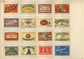 751 darabos szépen rendszerezett belga gyufacímke-gyűjtemény albumlapokon