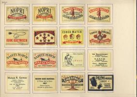 751 darabos szépen rendszerezett belga gyufacímke-gyűjtemény albumlapokon