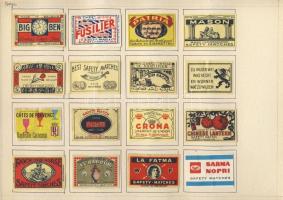 751 darabos szépen rendszerezett belga gyufacímke-gyűjtemény albumlapokon