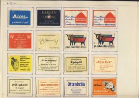 1000 darabos szépen rendszerezett német gyufacímke-gyűjtemény albumlapokon