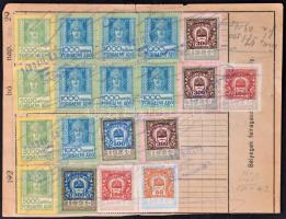 1916-1944 Vegyes papírrégiség tétel: anyakönyvi kivonatok, stb., összesen 12 db, okmánybélyegekkel