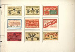 107 darabos 1945 előtti szépen rendszerezett magyar gyufacímke-gyűjtemény albumlapokon. Kiállítási a...