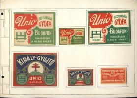 107 darabos 1945 előtti szépen rendszerezett magyar gyufacímke-gyűjtemény albumlapokon. Kiállítási a...