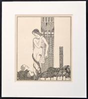 Kozma Lajos (1884-1948): A bálvány, cinkográfia, papír, jelzett a cinkográfián, paszpartuban, 19,5×1...