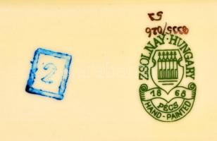 Zsolnay pillangó mintás szendvicses készlet, kézzel festett, jelzett, hibátlan