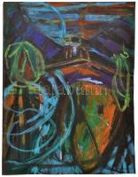 Borbély Gizella (1920-1994): Füstöl a kémény, pasztell, papír, jelzett, 50×35 cm