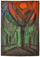 Borbély Gizella (1920-1994): Templom (2 oldalas, pasztell, papír, jelzett, 57×39 cm