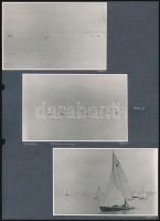 1959 Balatonföldvár, vitorlásverseny a Balatonon, albumlapra ragasztott 5 db fotó, 9×14 cm