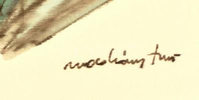 Macskássy Izolda (1945-): Három grácia. Vegyes technika, selyem papíron, jelzett, üvegezett keretben...