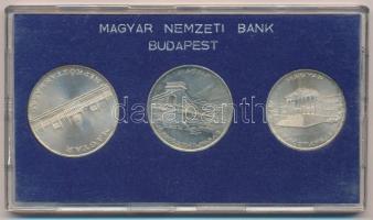 1956. 10Ft + 20Ft + 25Ft Ag 10 éves a Forint sor kék MNB tokban T:1 Adamo EM4, EM5, EM6
