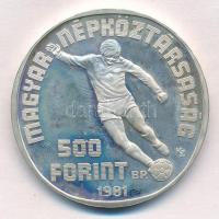 1981. 500Ft Ag "Labdarúgó Világbajnokság 1982" fekete műbőr tokban T:PP kis patina, ujjlen...
