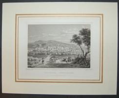 XIX. század közepe Pécs metszet paszpartuban 23x30 cm
