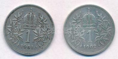 Ausztria 1901-1902. 1K Ag "Ferenc József" (2xklf) T:2,2-
Austria 1901-1902. 1 Corona Ag &...