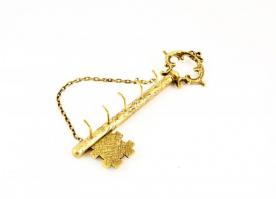Kulcs alakú dekoratív réz kulcstartó, h: 27,5 cm