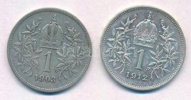 Ausztria 1903-1912. 1K Ag "Ferenc József" (2xklf) T:1-,2
Austria 1903-1912. 1 Corona Ag &...