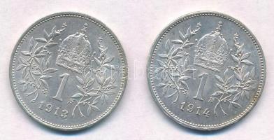 Ausztria 1913-1914. 1K Ag "Ferenc József" (2xklf) T:1-
Austria 1913-1914. 1 Corona Ag &qu...