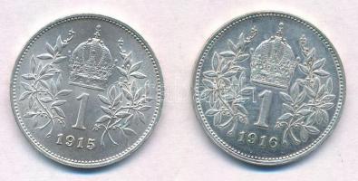 Ausztria 1915-1916. 1K Ag "Ferenc József" (2xklf) T:1,1-
Austria 1915-1916. 1 Corona Ag &...
