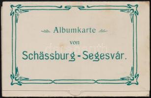 Segesvár, Schässburg, Sighisoara; Albumkarte / leporellófüzet, belül utcaképek, Evangélikus leánykép...